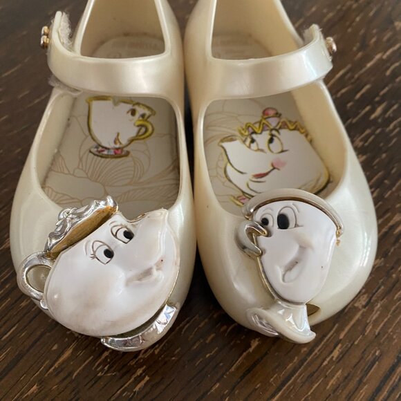 Mini Melissa Shoes Disney Beauty and the Beast Ballet Flats Mary Jane Size 6 - Picture 2 of 7